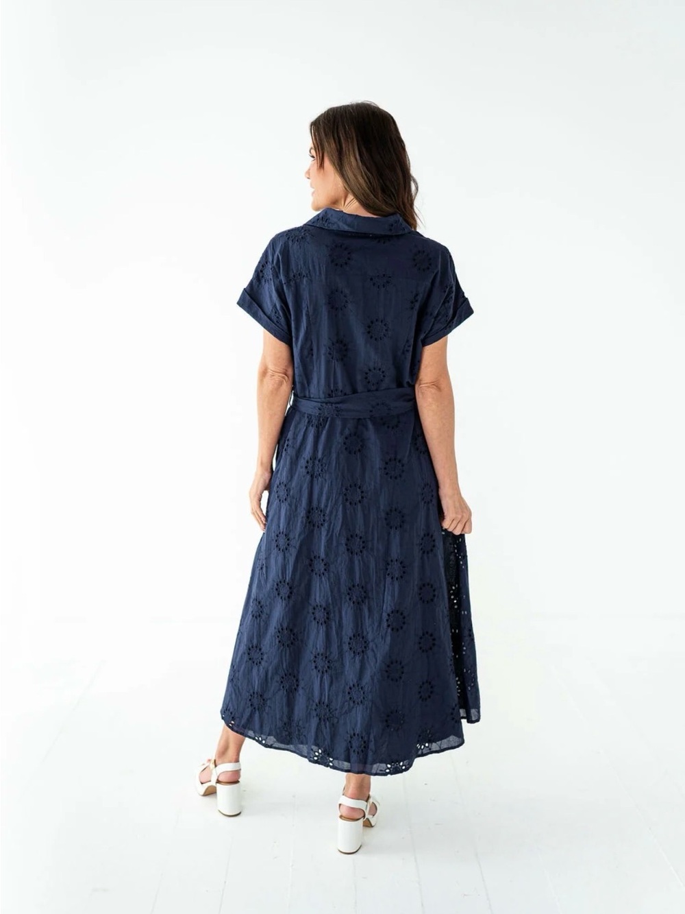 Navy Eyelet Dress - Picture 3 of 4